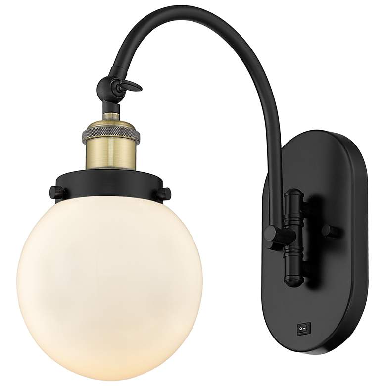 Image 1 Franklin Restoration Beacon 6" LED Sconce - Black Brass - White Shade