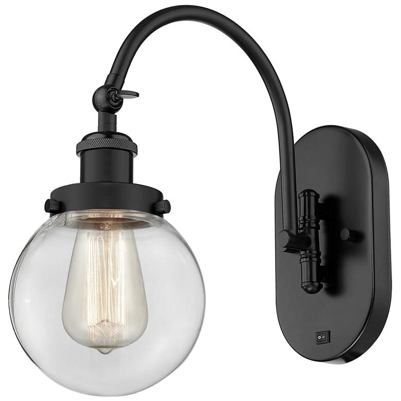 Image 1 Franklin Restoration Beacon 6" LED Sconce - Black Finish - Clear Shade
