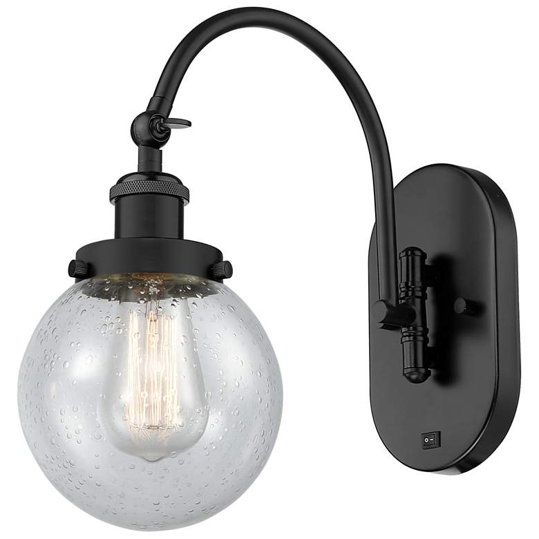 Image 1 Franklin Restoration Beacon 6" LED Sconce - Black Finish - Seedy Shade