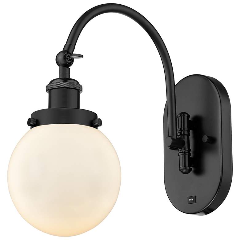 Image 1 Franklin Restoration Beacon 6" LED Sconce - Black Finish - White Shade