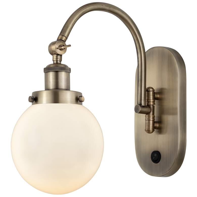 Image 1 Franklin Restoration Beacon 6" LED Sconce - Brass Finish - White Shade