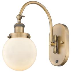 Franklin Restoration Beacon 6" LED Sconce - Brass Finish - White Shade