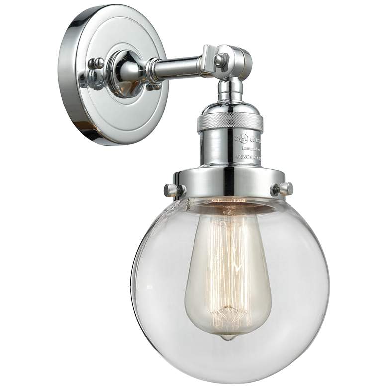Image 1 Franklin Restoration Beacon 6" LED Sconce - Chrome Finish - Clear Shad