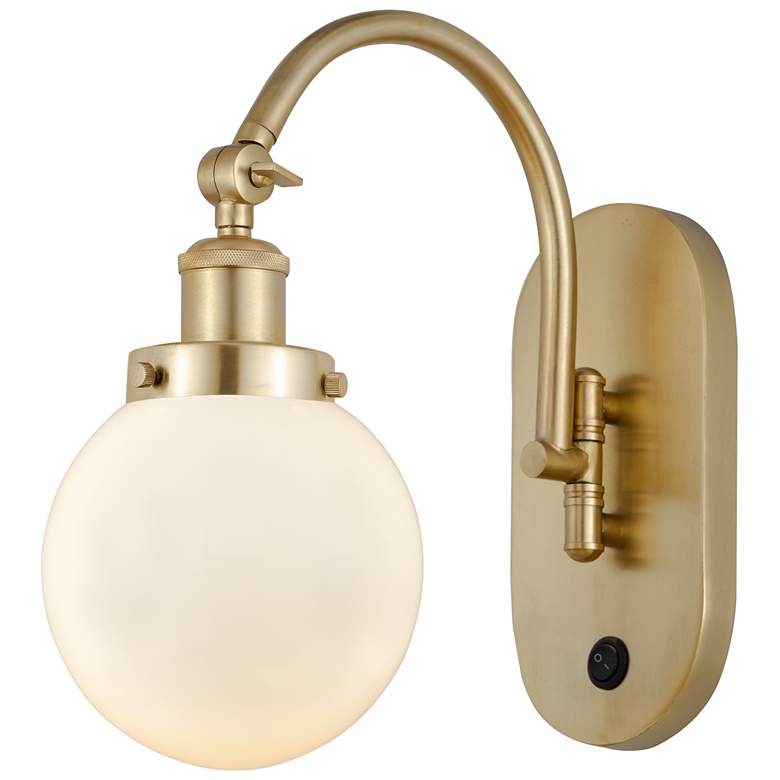 Image 1 Franklin Restoration Beacon 6" LED Sconce - Gold Finish - Matte White