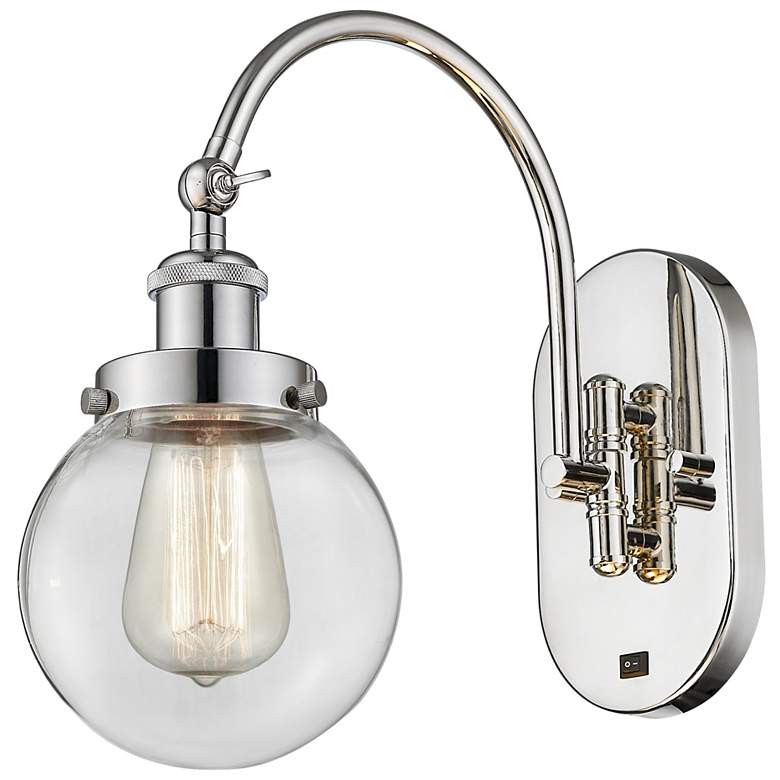 Image 1 Franklin Restoration Beacon 6" LED Sconce - Nickel Finish - Clear Shad
