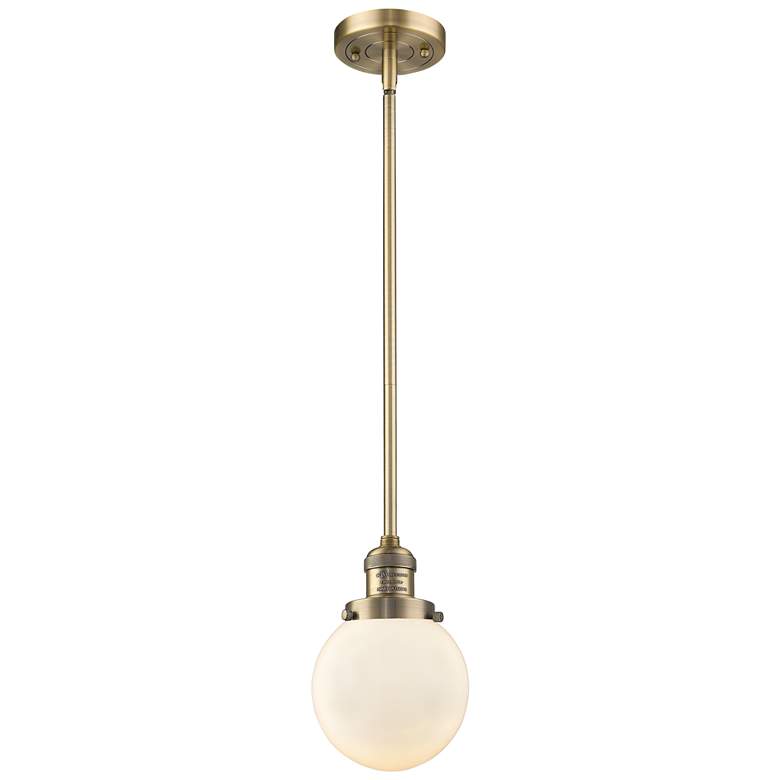 Image 1 Franklin Restoration Beacon 6" Mini Pendant - Brushed Brass - Matte Wh