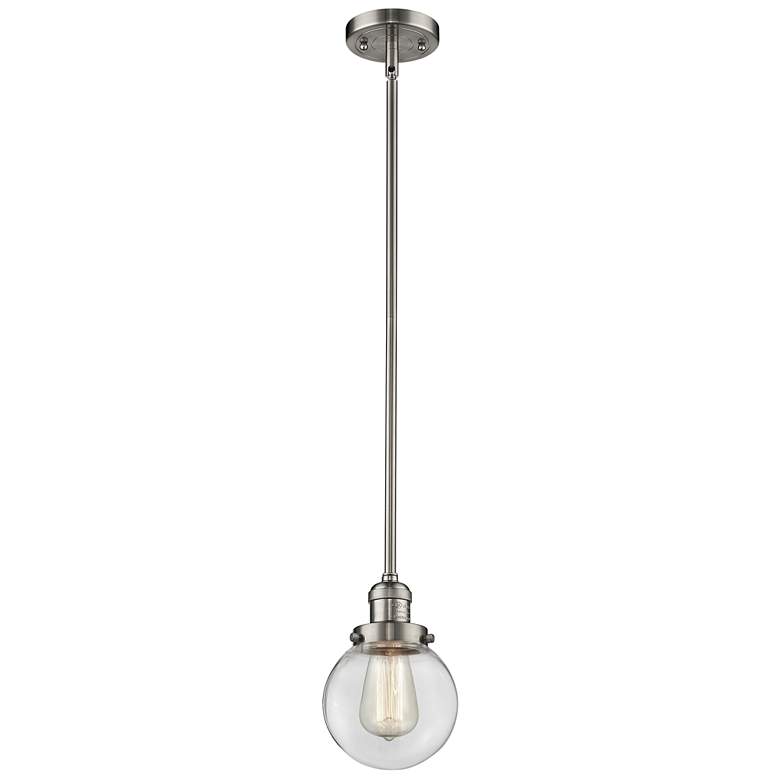 Image 1 Franklin Restoration Beacon 6" Mini Pendant - Brushed Satin Nickel - C