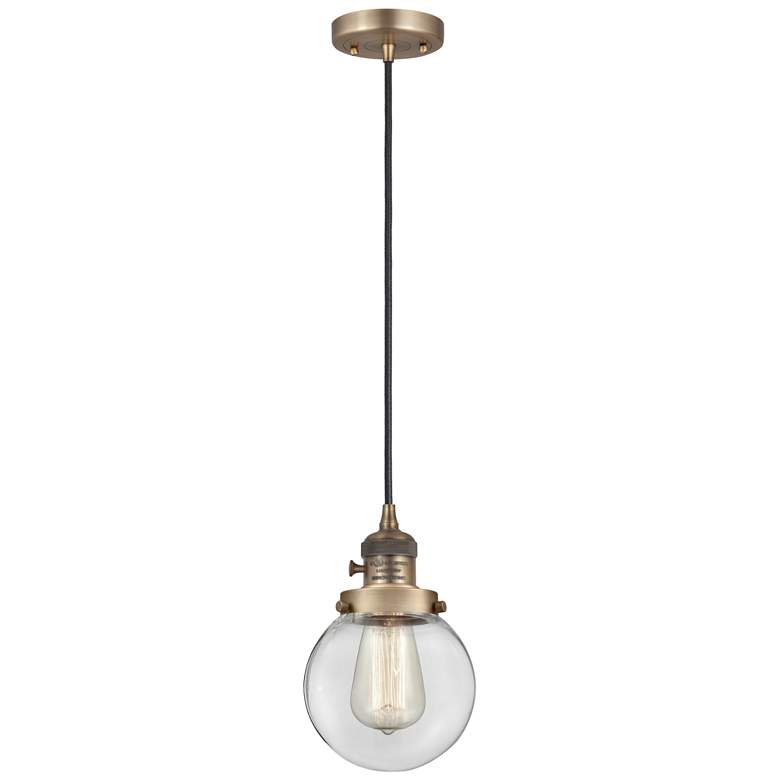 Image 1 Franklin Restoration Beacon 6" Mini Pendant - LED Bulb - Brass - Clear