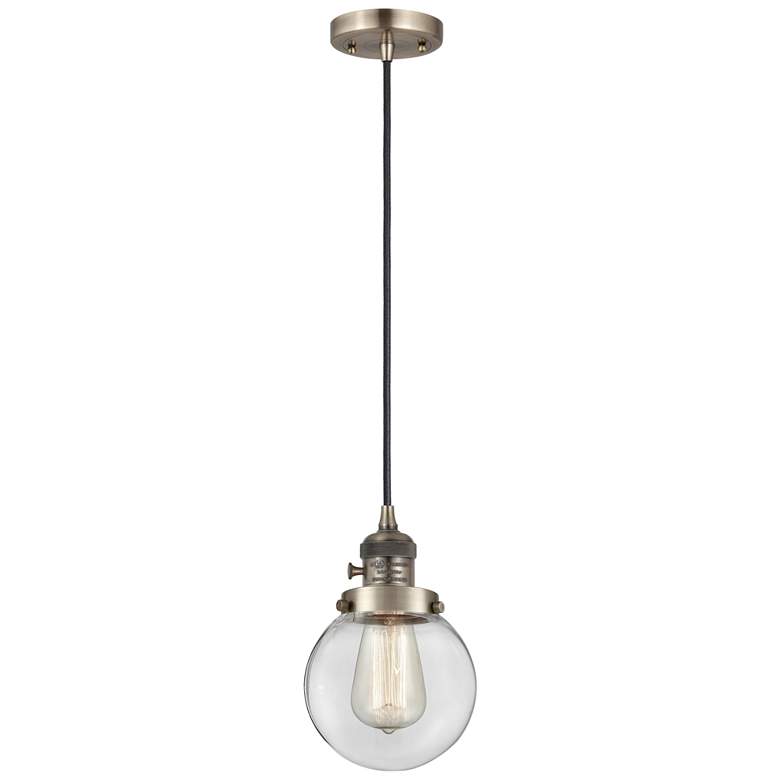 Image 1 Franklin Restoration Beacon 6" Mini Pendant - LED Bulb - Brass - Clear