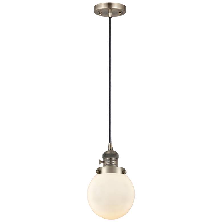 Image 1 Franklin Restoration Beacon 6" Mini Pendant - LED Bulb - Brass - White