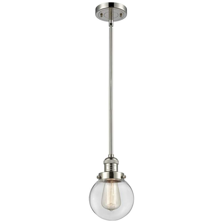 Image 1 Franklin Restoration Beacon 6" Mini Pendant - Polished Nickel - Clear