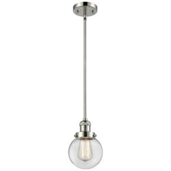 Franklin Restoration Beacon 6" Mini Pendant - Polished Nickel - Clear