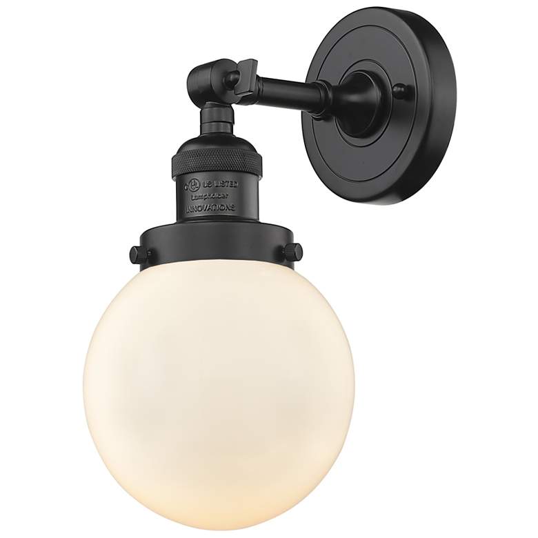 Image 1 Franklin Restoration Beacon 6" Oil Rubbed Bronze Sconce w/ White Shade
