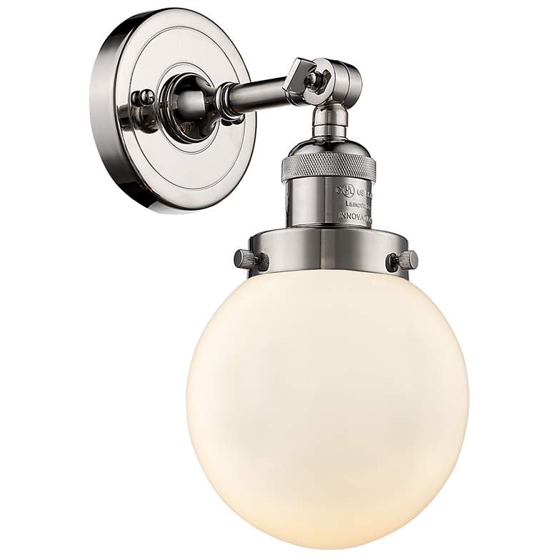 Image 1 Franklin Restoration Beacon 6" Polished Nickel Sconce w/ Matte White S