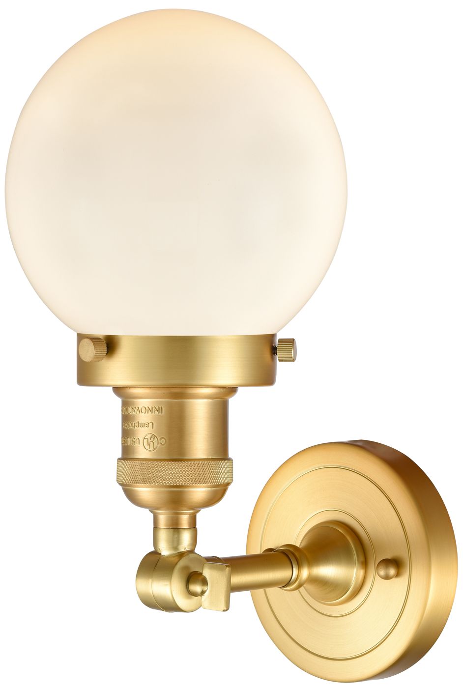 Image 3 Franklin Restoration Beacon 6" Satin Gold Sconce w/ Matte White Shade more views