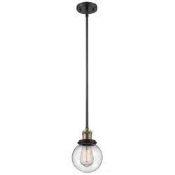 Franklin Restoration Beacon 6" LED Mini Pendant - Black Brass - Seedy