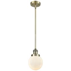 Franklin Restoration Beacon 6" LED Mini Pendant - Brass - Matte White