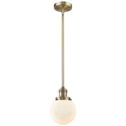 Franklin Restoration Beacon 6" LED Mini Pendant - Brass - Matte White
