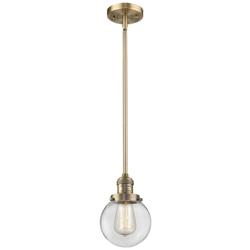 Franklin Restoration Beacon 6" LED Mini Pendant - Brushed Brass - Clear