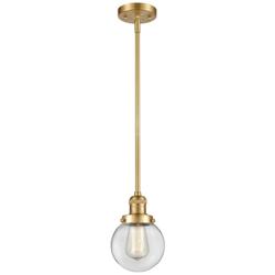 Franklin Restoration Beacon 6" LED Mini Pendant - Satin Gold - Clear