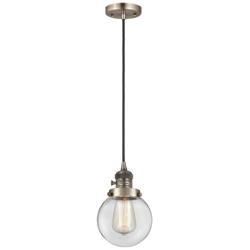 Franklin Restoration Beacon 6" Mini Pendant - Antique Brass - Clear Shade