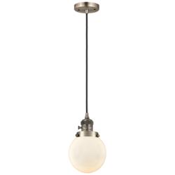 Franklin Restoration Beacon 6" Mini Pendant - Antique Brass - Matte White