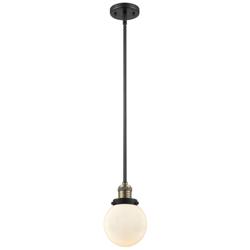 Franklin Restoration Beacon 6" Mini Pendant - Black Brass - Matte White