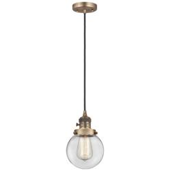 Franklin Restoration Beacon 6" Mini Pendant - LED Bulb - Brass - Clear