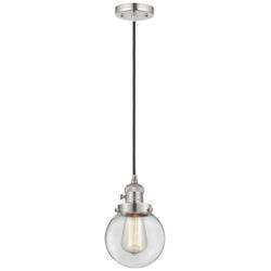 Franklin Restoration Beacon 6" Mini Pendant - Polished Nickel - Clear Shade