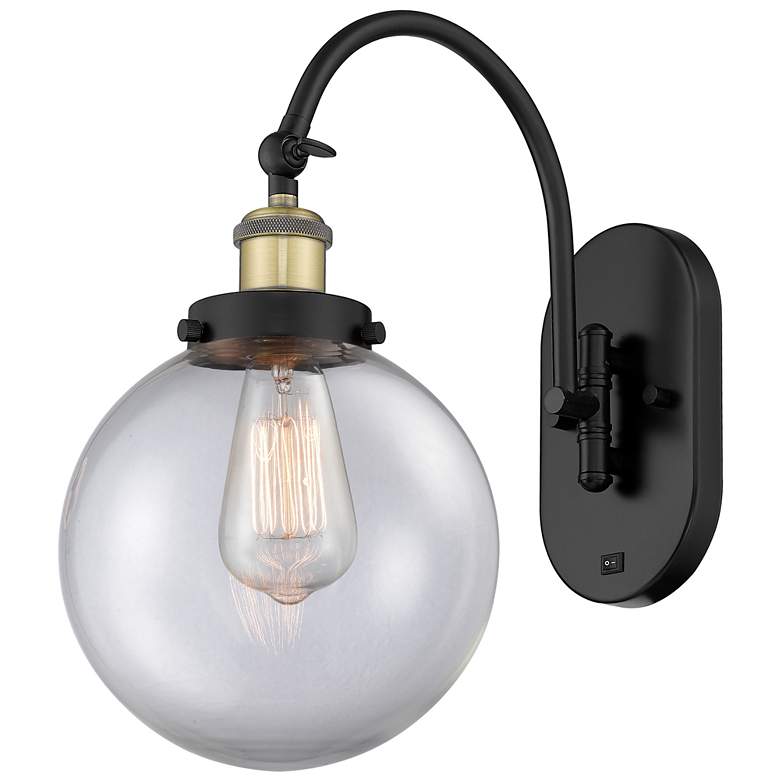 Image 1 Franklin Restoration Beacon 8" Clear Shade Black Brass Incandescent Sc