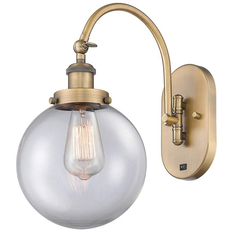 Image 1 Franklin Restoration Beacon 8" Incandescent Sconce - Brass - Clear Sha