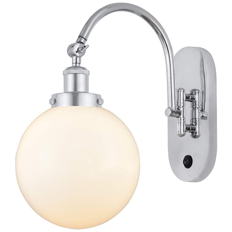 Image 1 Franklin Restoration Beacon 8" Incandescent Sconce - Chrome - White Sh