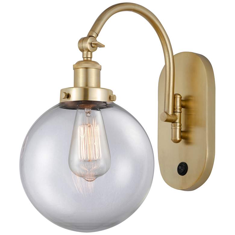 Image 1 Franklin Restoration Beacon 8" Incandescent Sconce - Gold - Clear Shad