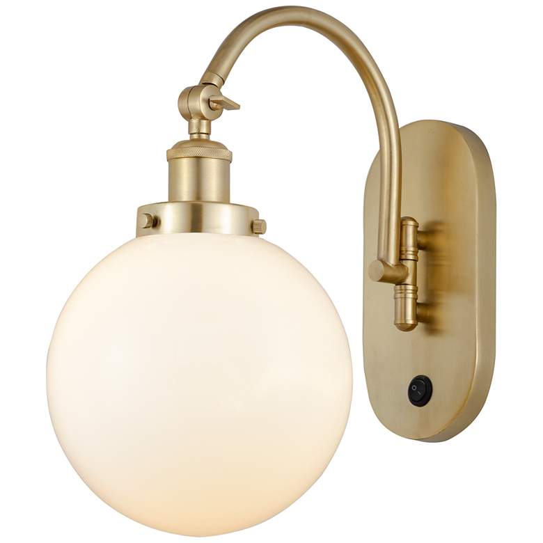 Image 1 Franklin Restoration Beacon 8" Incandescent Sconce - Gold - White Shad