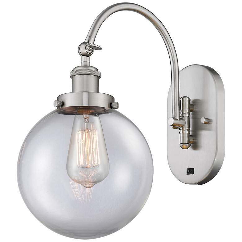 Image 1 Franklin Restoration Beacon 8" Incandescent Sconce - Nickel - Clear Sh