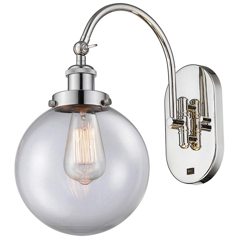 Image 1 Franklin Restoration Beacon 8" Incandescent Sconce - Nickel - Clear Sh
