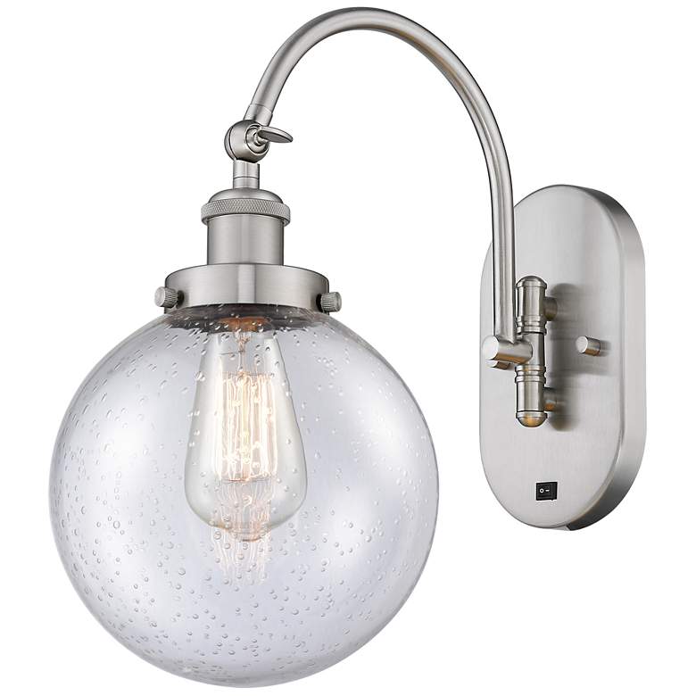 Image 1 Franklin Restoration Beacon 8" Incandescent Sconce - Nickel - Seedy Sh