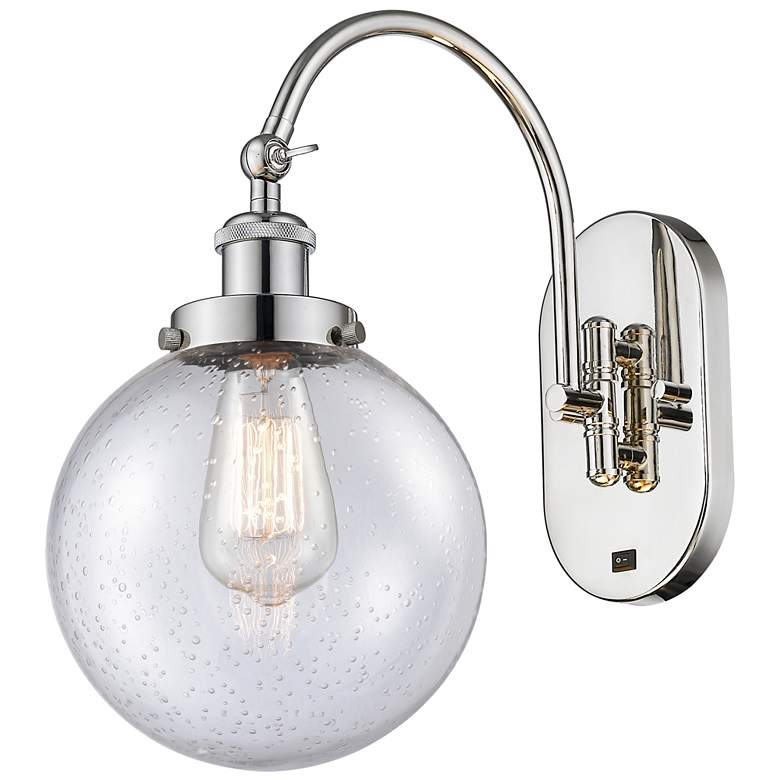 Image 1 Franklin Restoration Beacon 8" Incandescent Sconce - Nickel - Seedy Sh