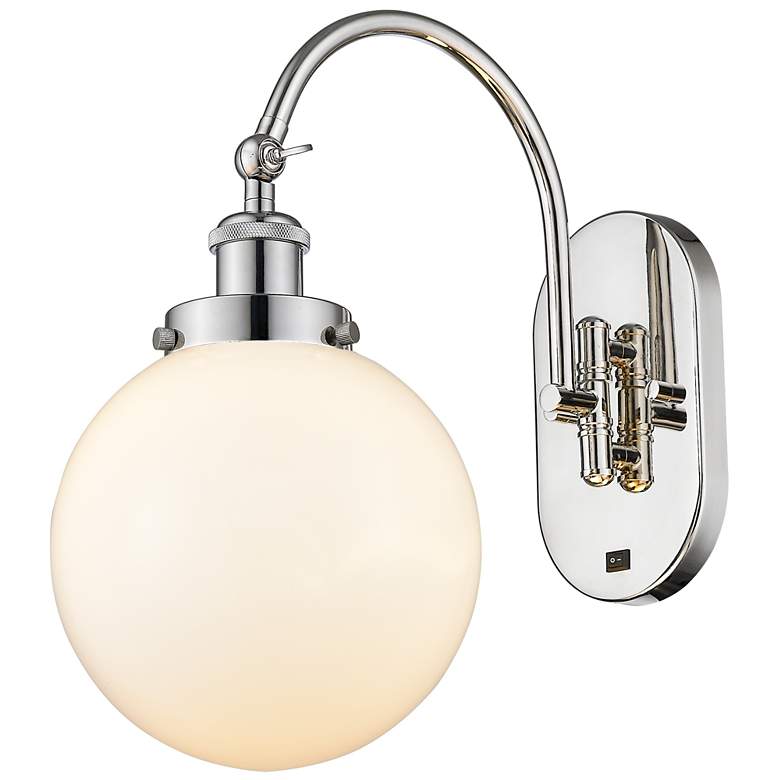 Image 1 Franklin Restoration Beacon 8" Incandescent Sconce - Nickel - White Sh