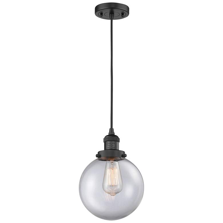 Image 1 Franklin Restoration Beacon 8" LED Mini Pendant - Matte Black - Clear