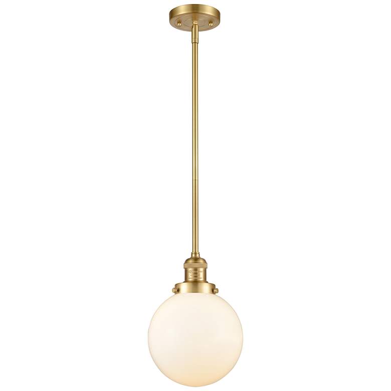 Image 1 Franklin Restoration Beacon 8" LED Mini Pendant - Satin Gold - Matte W