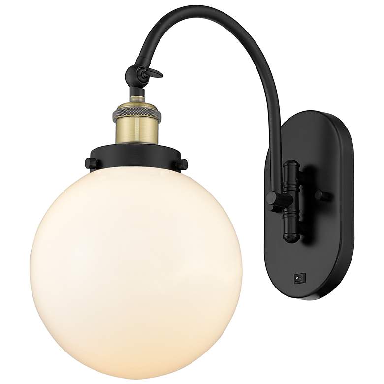 Image 1 Franklin Restoration Beacon 8" LED Sconce - Black Brass - White Shade