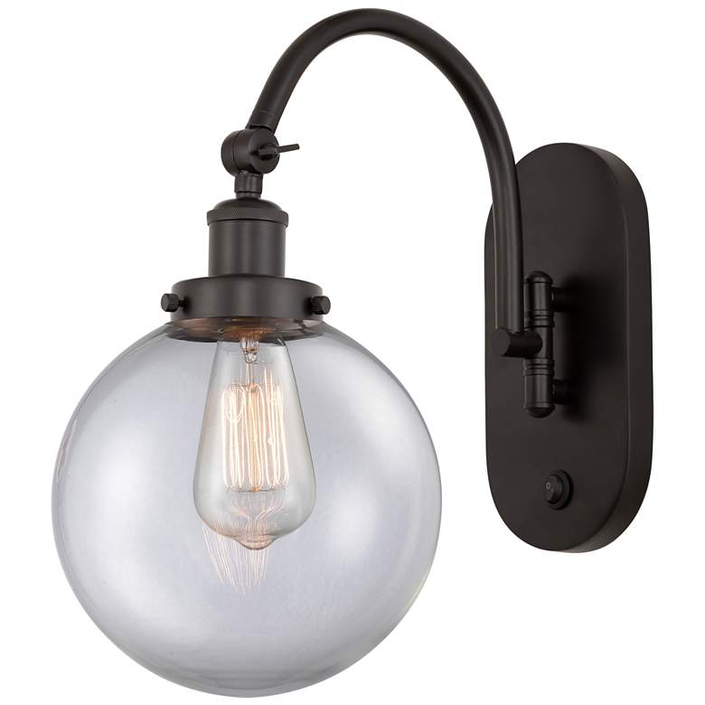 Image 1 Franklin Restoration Beacon 8" LED Sconce - Bronze Finish - Clear Shad