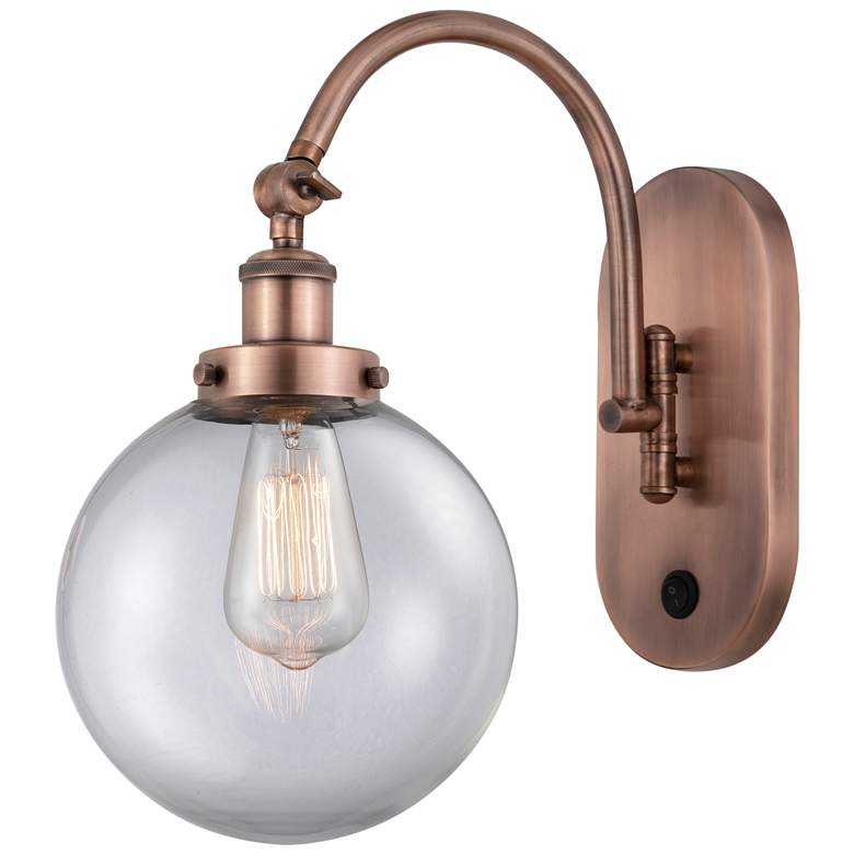 Image 1 Franklin Restoration Beacon 8" LED Sconce - Copper Finish - Clear Shad