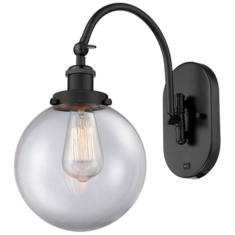 Image 1 Franklin Restoration Beacon 8" LED Sconce - Matte Black - Clear Shade