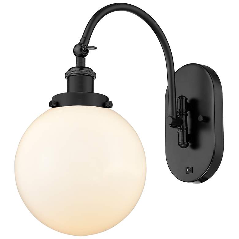 Image 1 Franklin Restoration Beacon 8" LED Sconce - Matte Black - Matte White