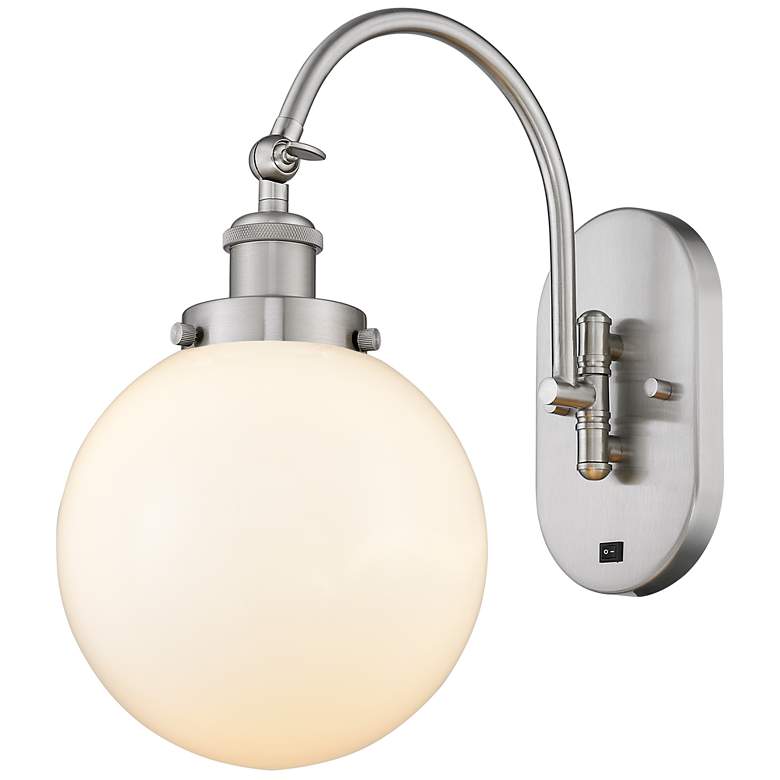 Image 1 Franklin Restoration Beacon 8" LED Sconce - Nickel Finish - White Shad