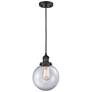 Franklin Restoration Beacon 8" LED Mini Pendant - Matte Black - Clear Shade