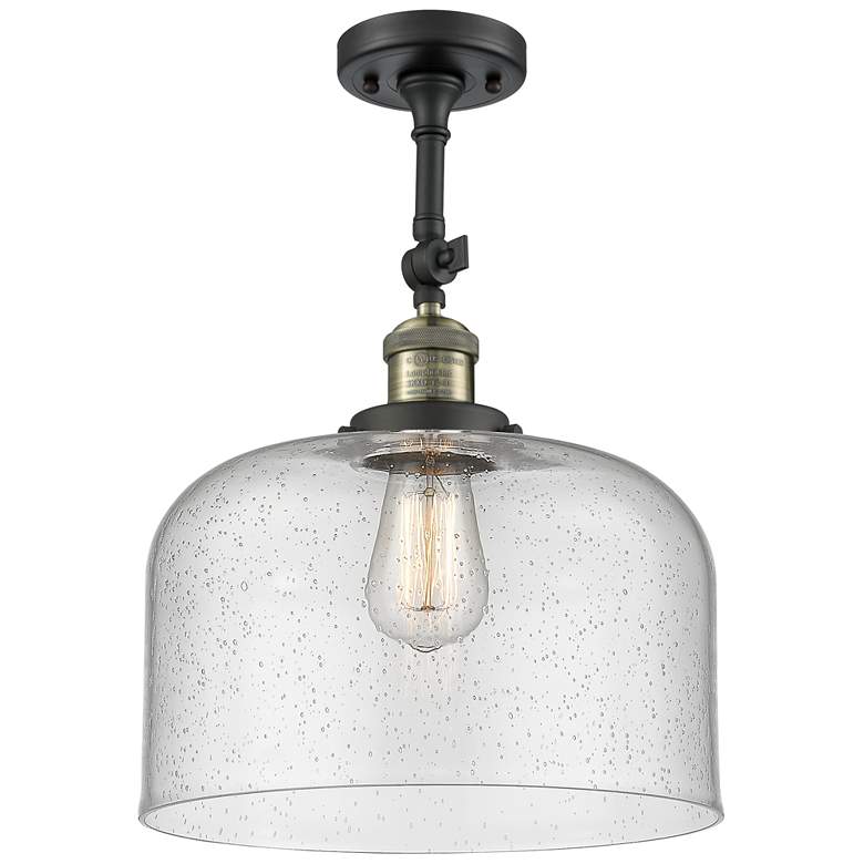 Image 1 Franklin Restoration Bell 12" Black Brass Semi Flush Mount w/ Seedy Sh
