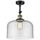 Franklin Restoration Bell 12" Black Brass Semi Flush Mount w/ Seedy Sh